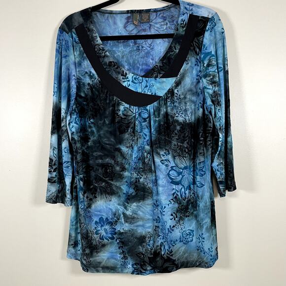SERE NADE NY Womens XL Whimsygoth Burned Velvet Contrast  V Neck 3/4 Sleeve - Picture 1 of 8